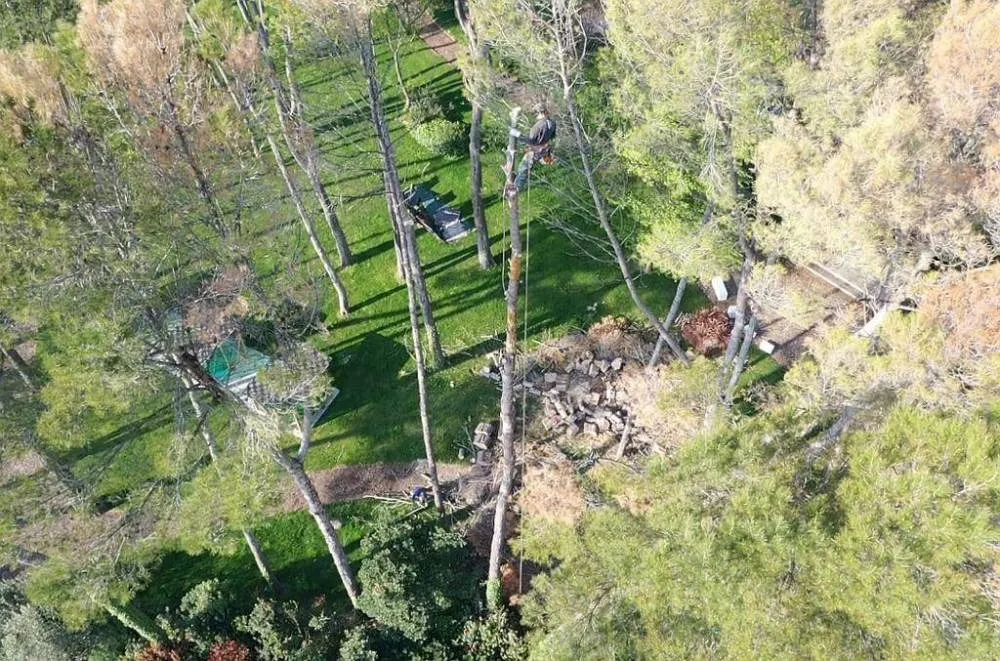 Démontage en rétention vu du ciel (drone)
